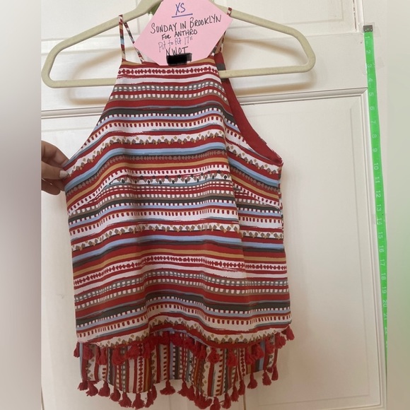Sunday in Brooklyn for Anthropologie patterned stripes Tank with tassels - Picture 3 of 5